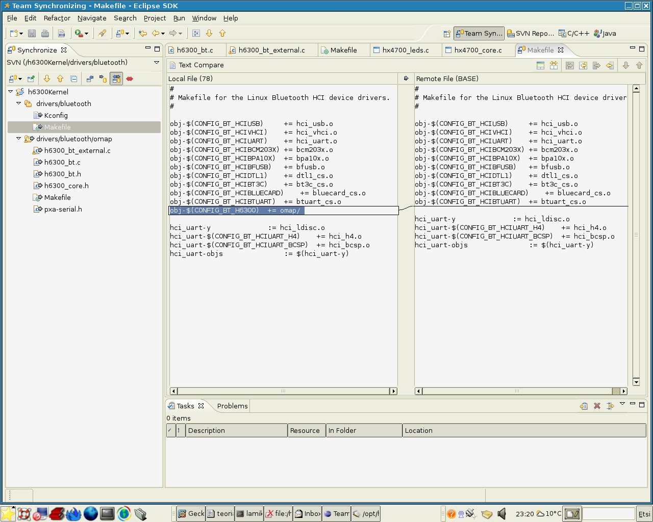 synchronizing altered files in subversion repository